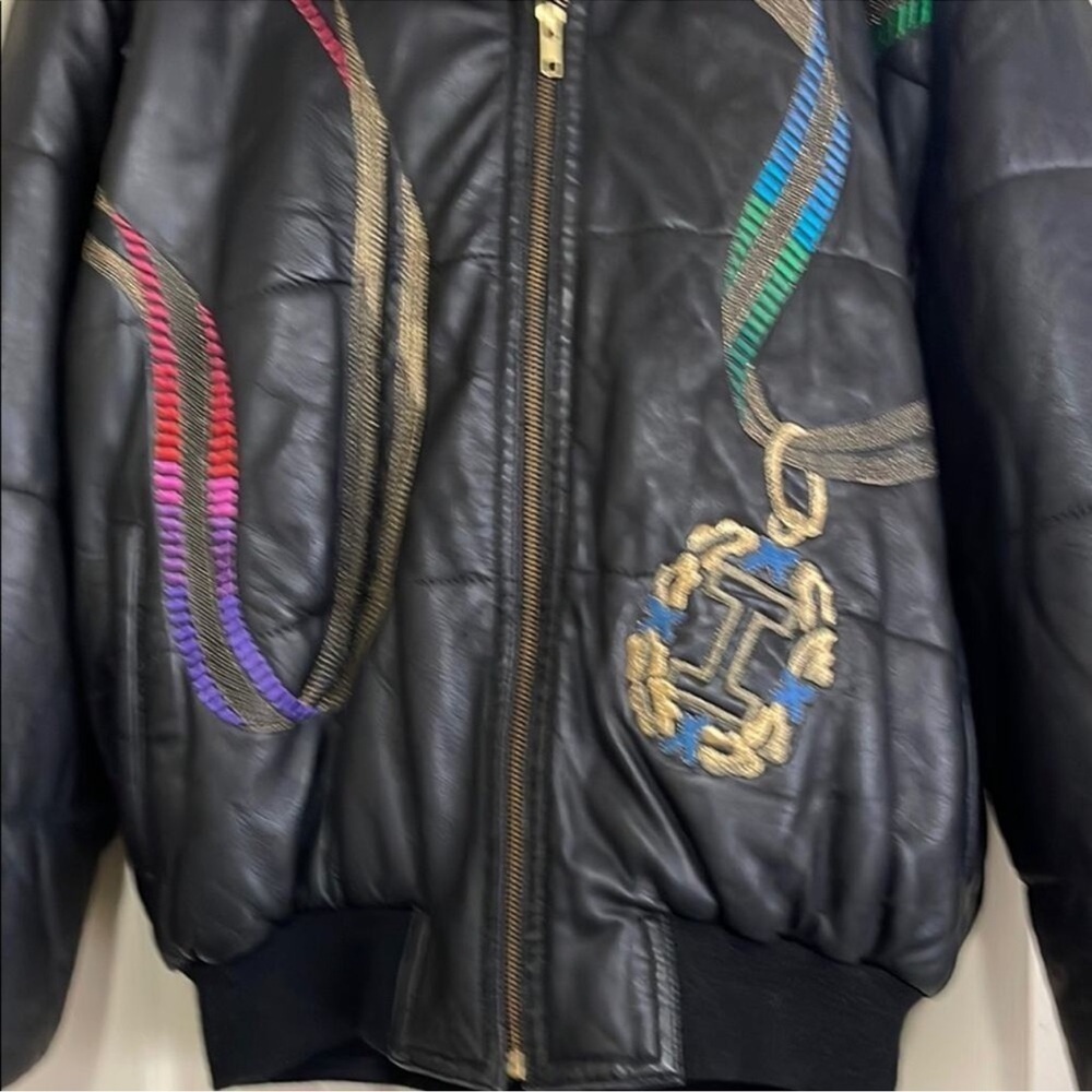 Iceberg Black Bomber with beautiful Tan Fur Hood. Design only on front - Picture 8 of 12